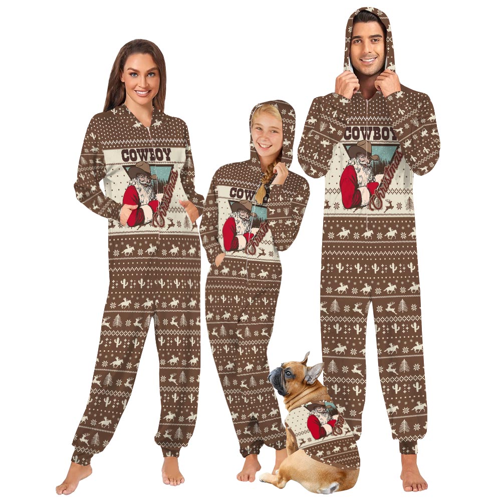Santa Cowboy Matching Family Pajamas For Christmas Santa Cowboy Matching Family Pajamas For Christmas