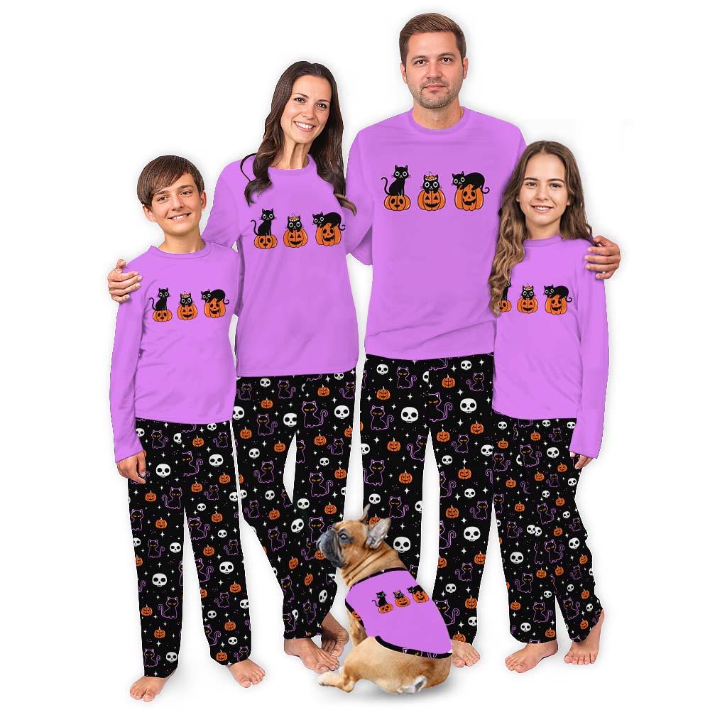 Black Cat Halloween Pajamas Matching Family Black Cat Halloween Pajamas Matching Family