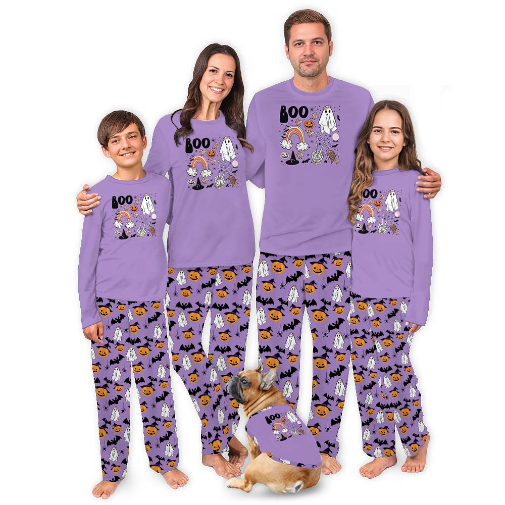 Festive Purple Halloween Pajamas Sets For Family Festive Purple Halloween Pajamas Sets For Family