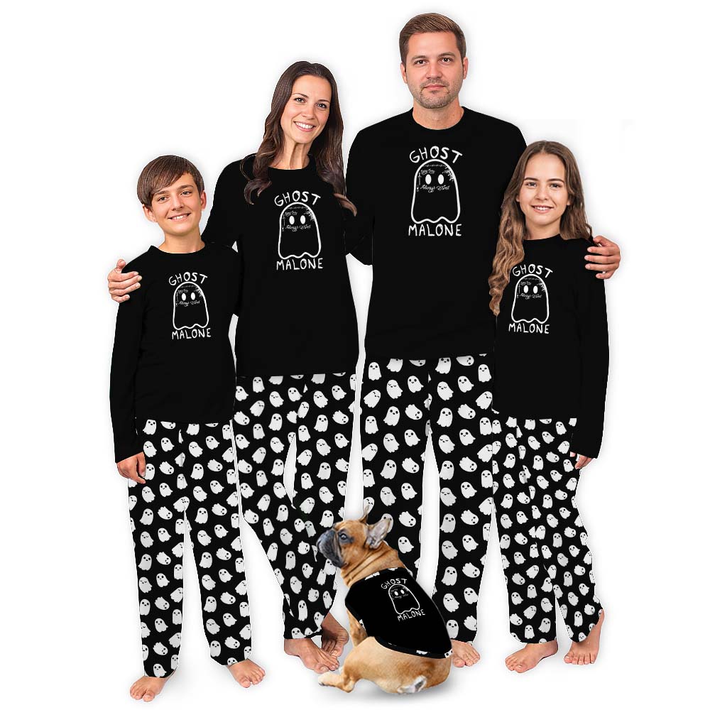 Unique Ghost Malone Halloween Family Pajamas Black