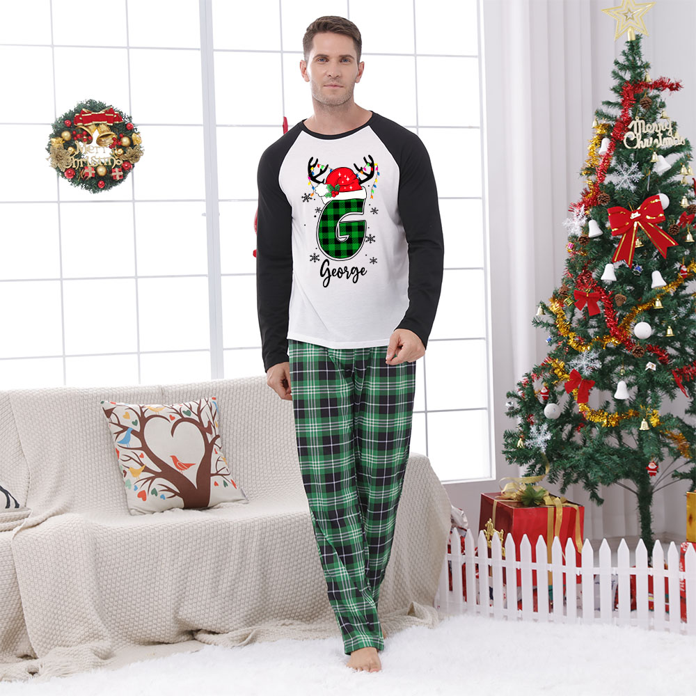 Personalized Name Santa Hat Matching Family Pajama Sets Personalized Name Santa Hat Matching Family Pajama Sets