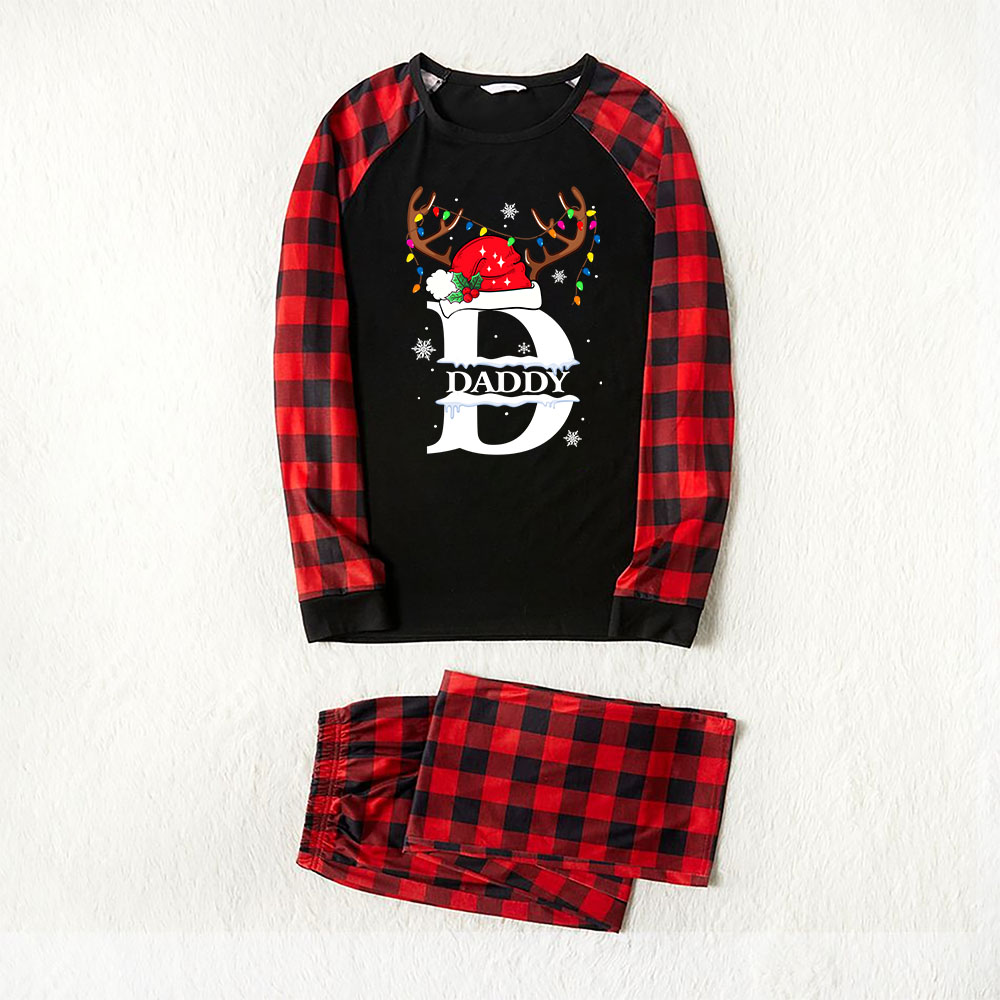 Monogram Reindeer Letter Christmas Pajamas Family And Dog Monogram Reindeer Letter Christmas Pajamas Family And Dog