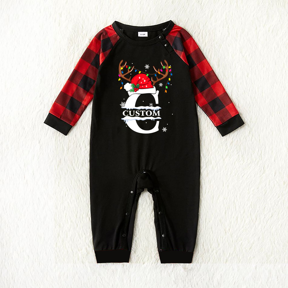 Monogram Reindeer Letter Christmas Pajamas Family And Dog Monogram Reindeer Letter Christmas Pajamas Family And Dog