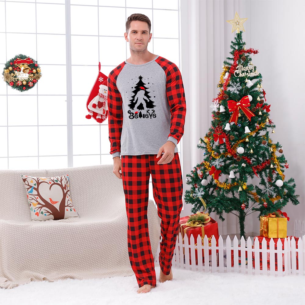 Festive Bigfoot Believe Matching Family Pajamas For Christmas Festive Bigfoot Believe Matching Family Pajamas For Christmas