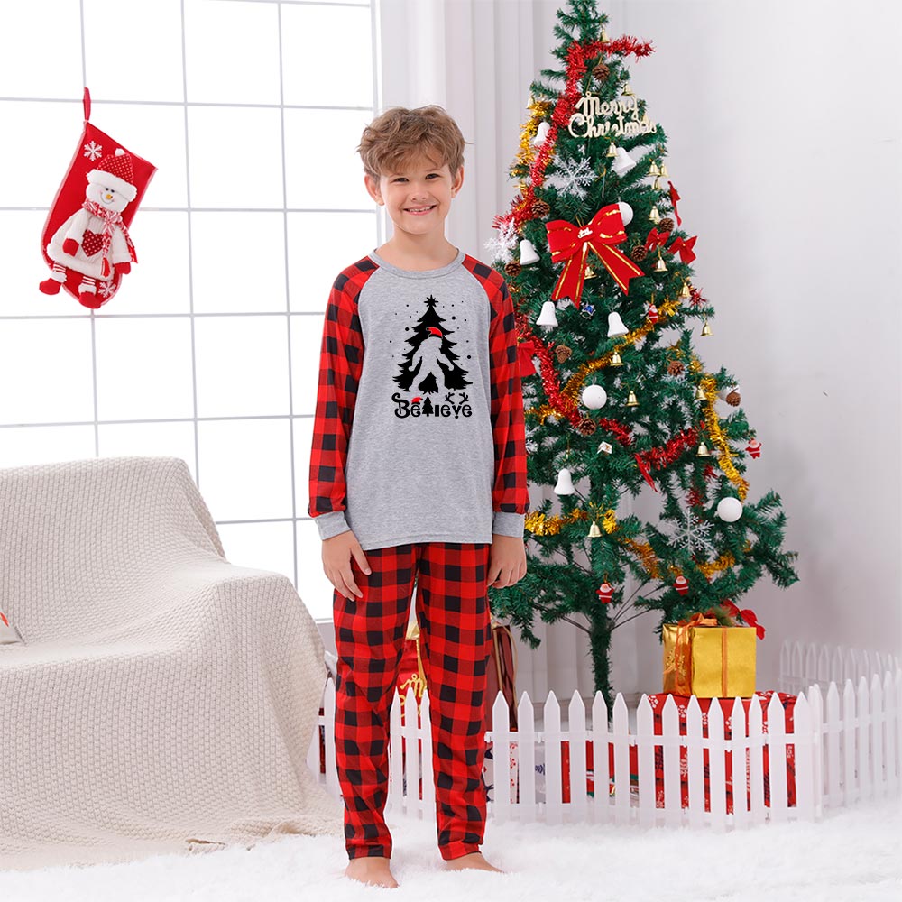 Festive Bigfoot Believe Matching Family Pajamas For Christmas Festive Bigfoot Believe Matching Family Pajamas For Christmas