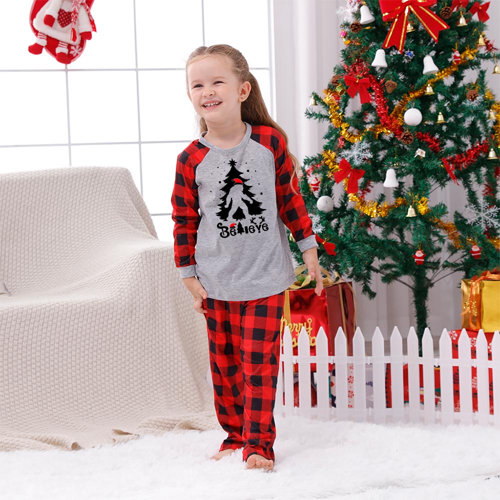 Festive Bigfoot Believe Matching Family Pajamas For Christmas Festive Bigfoot Believe Matching Family Pajamas For Christmas