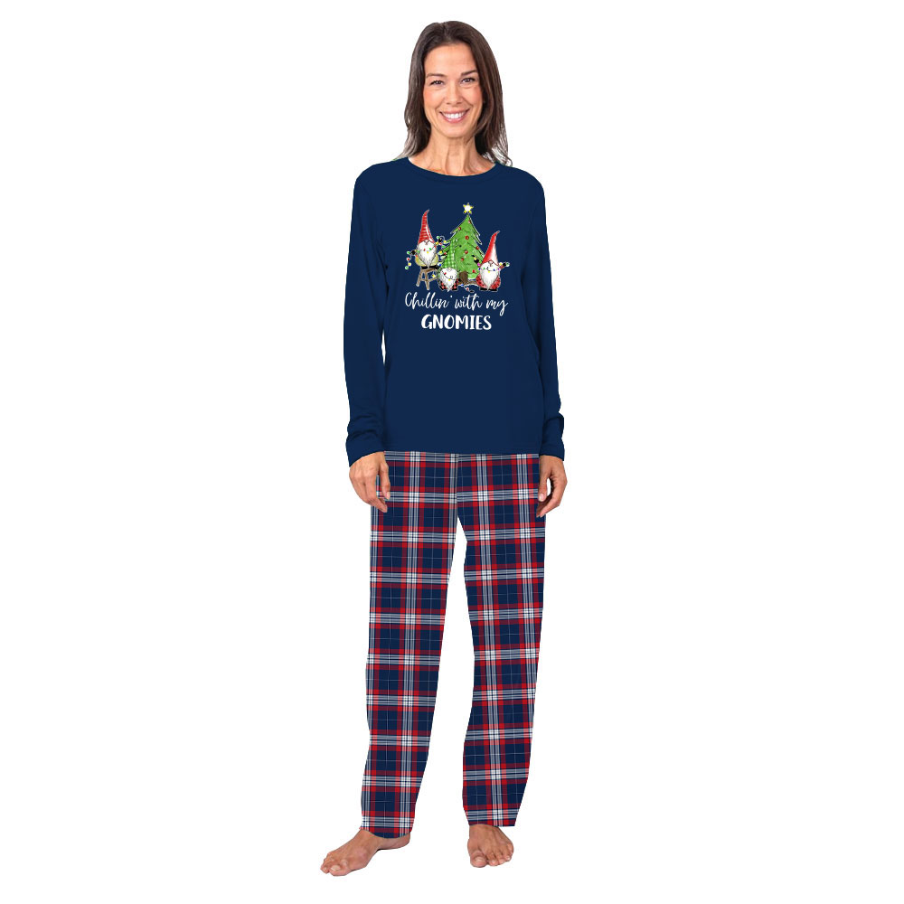 Lucky Gnome Christmas Pjs For The Whole Family Navy Plaid Lucky Gnome Christmas Pjs For The Whole Family Navy Plaid