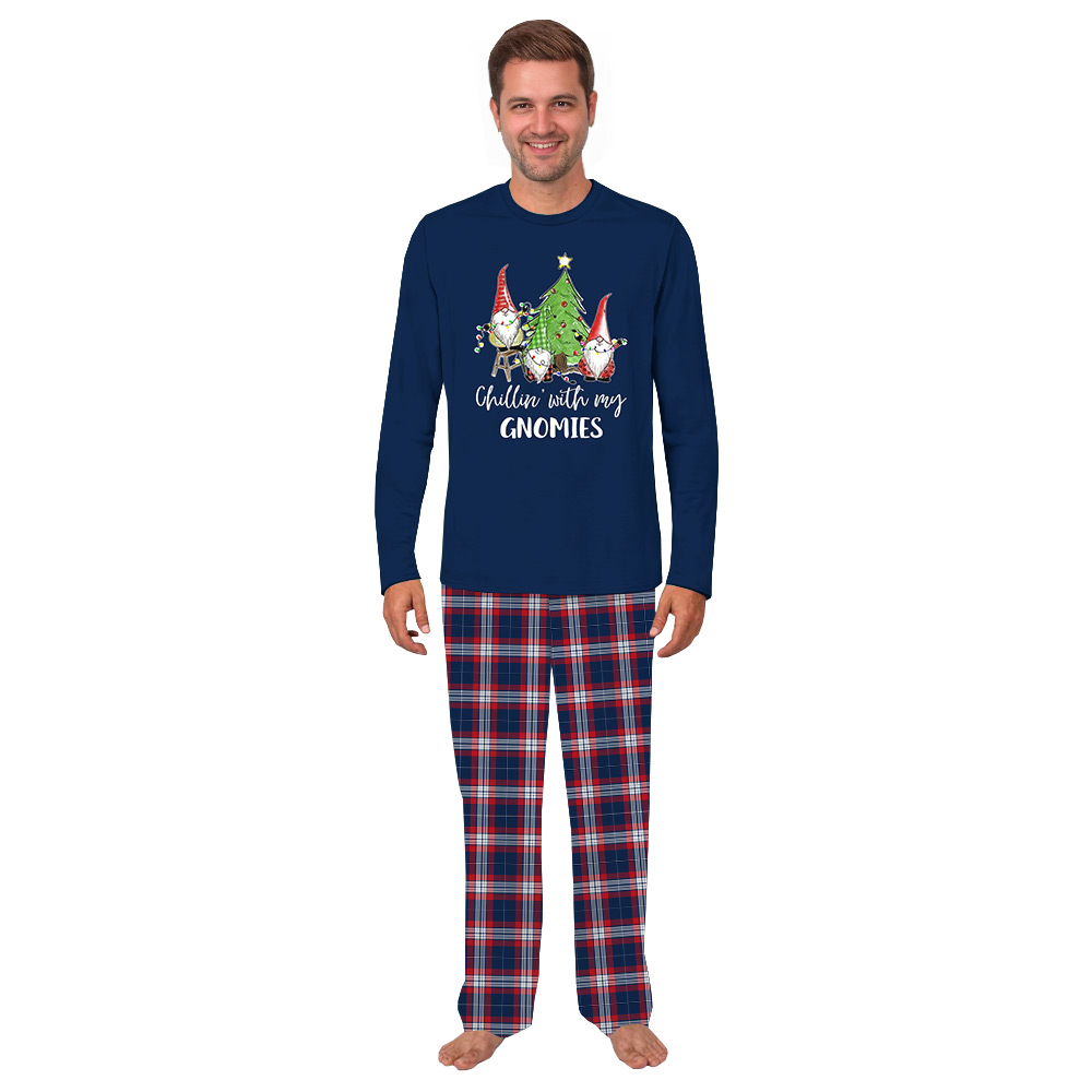 Lucky Gnome Christmas Pjs For The Whole Family Navy Plaid Lucky Gnome Christmas Pjs For The Whole Family Navy Plaid