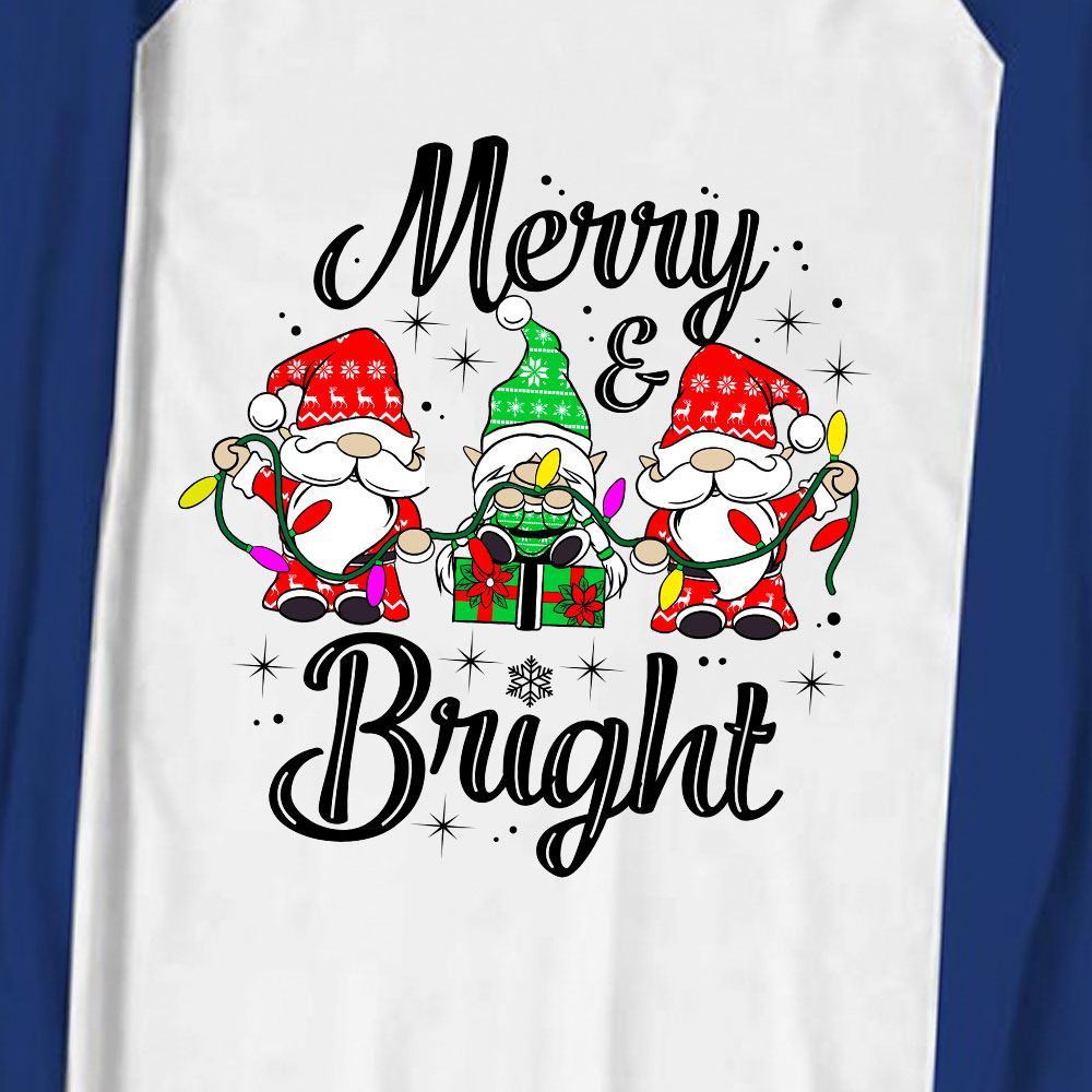 Merry Bright Gnome Family Matching Pajamas Blue Plaid
