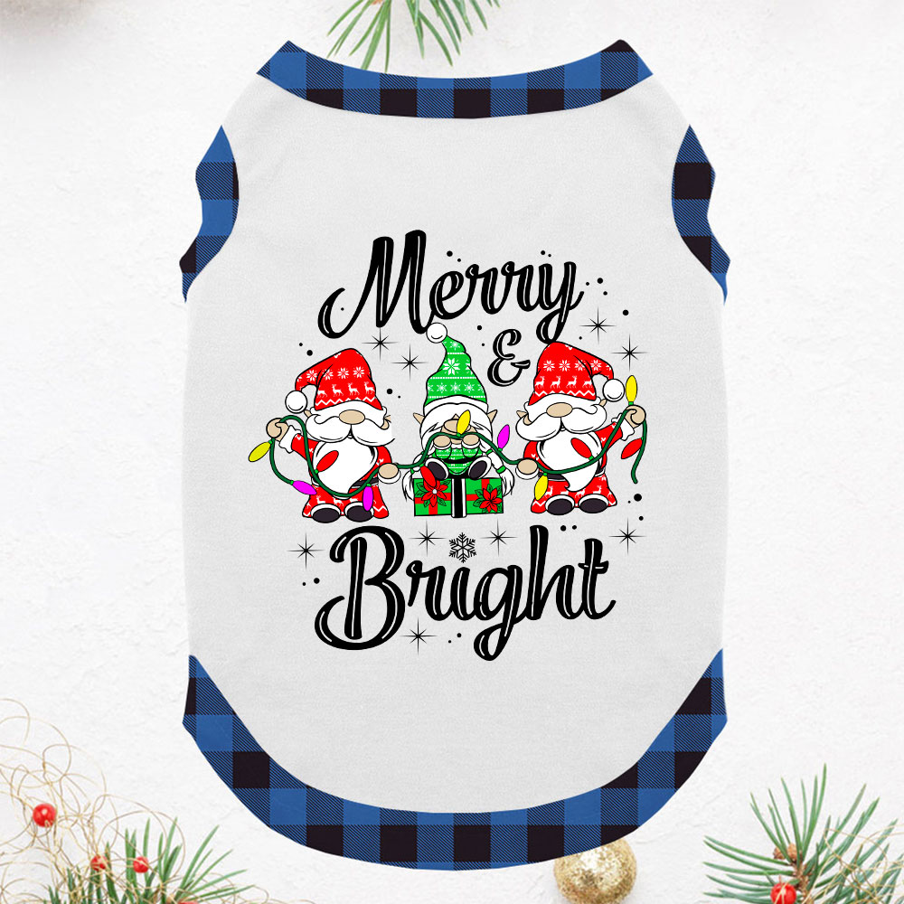 Merry Bright Gnome Family Matching Pajamas Blue Plaid