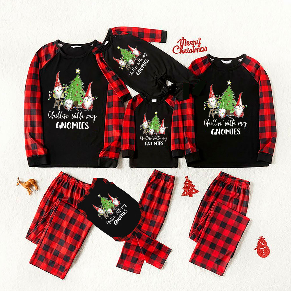 Chilling Gnome Matching Holiday Pajamas With Dog Chilling Gnome Matching Holiday Pajamas With Dog