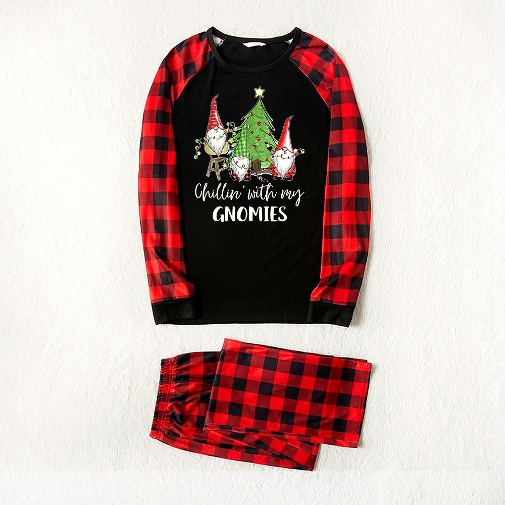 Chilling Gnome Matching Holiday Pajamas With Dog Chilling Gnome Matching Holiday Pajamas With Dog