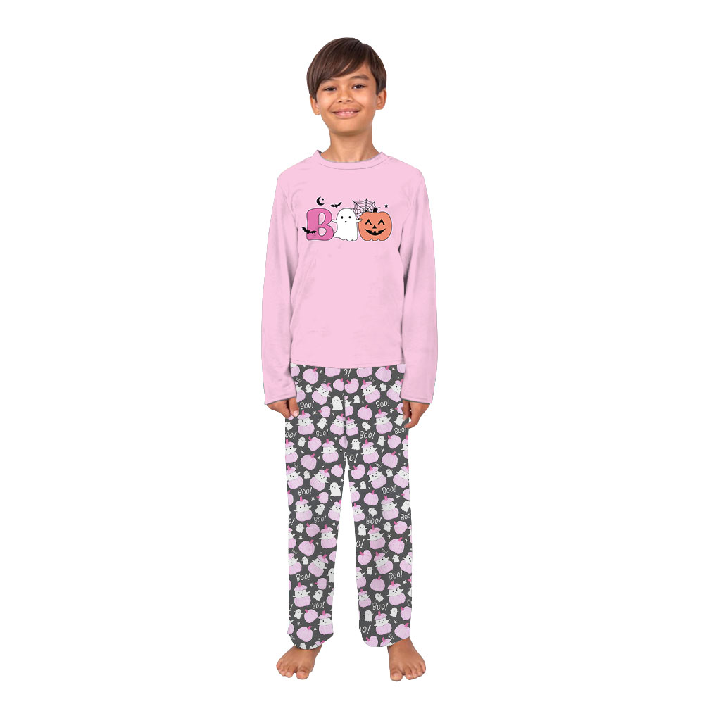 Pink Halloween Pajamas With Pumpkin And Ghost Matching Family