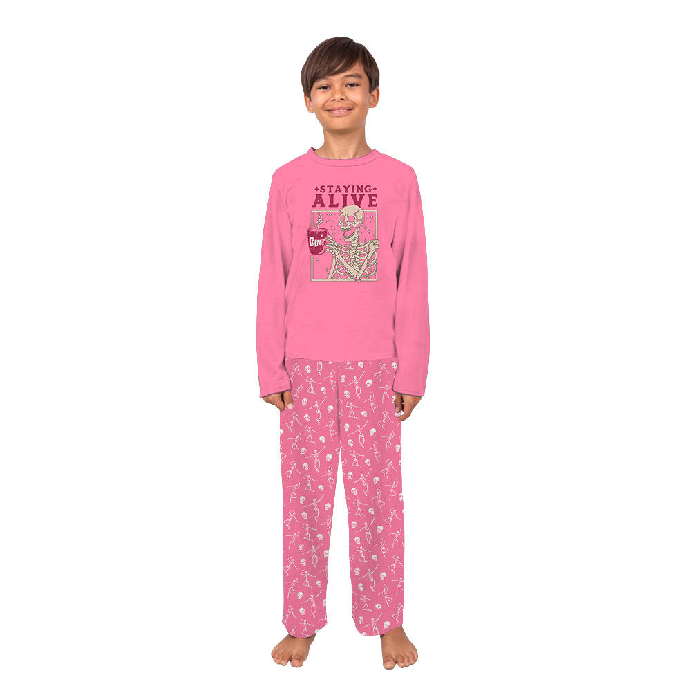 Festive Pink Skeleton Matching Pajamas For Halloween Festive Pink Skeleton Matching Pajamas For Halloween