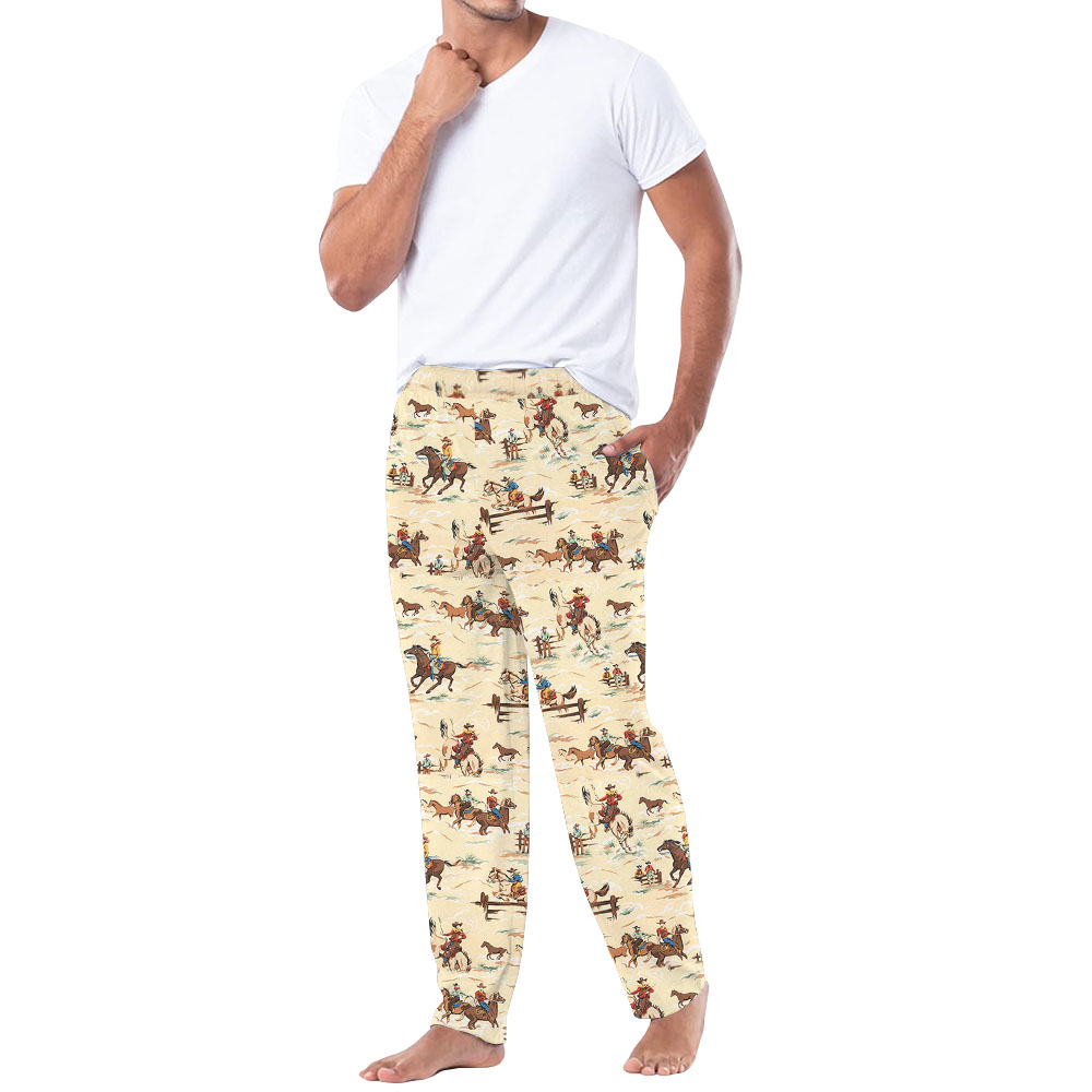 Wide Leg Cowboys Pajama Pants With Pockets