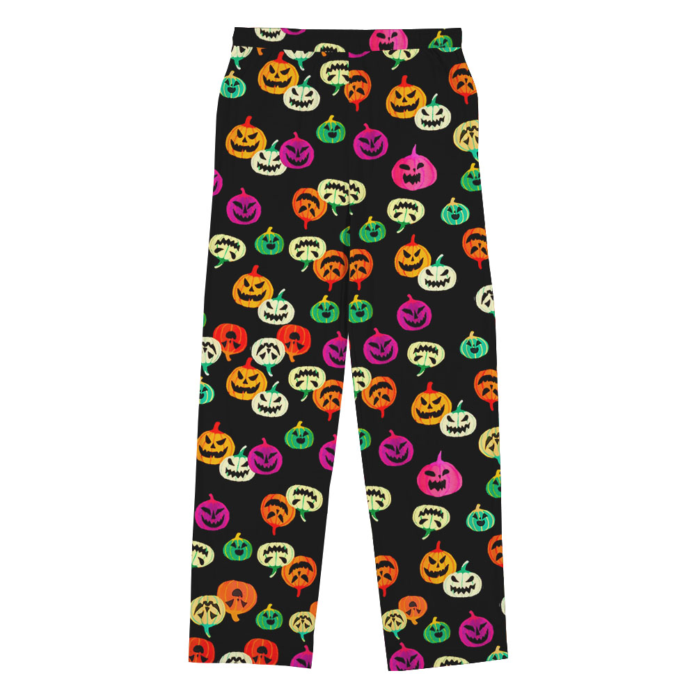 Pumpkin Cute Halloween Pajama Pants Black