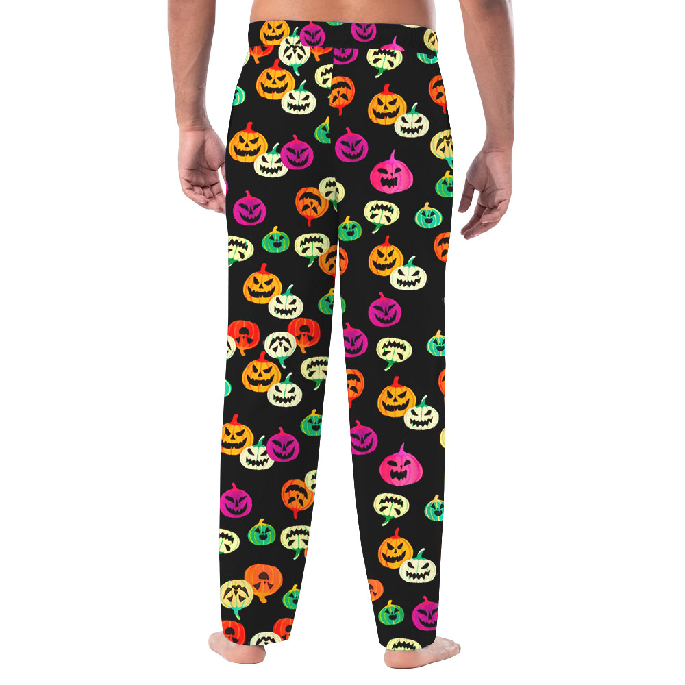 Pumpkin Cute Halloween Pajama Pants Black