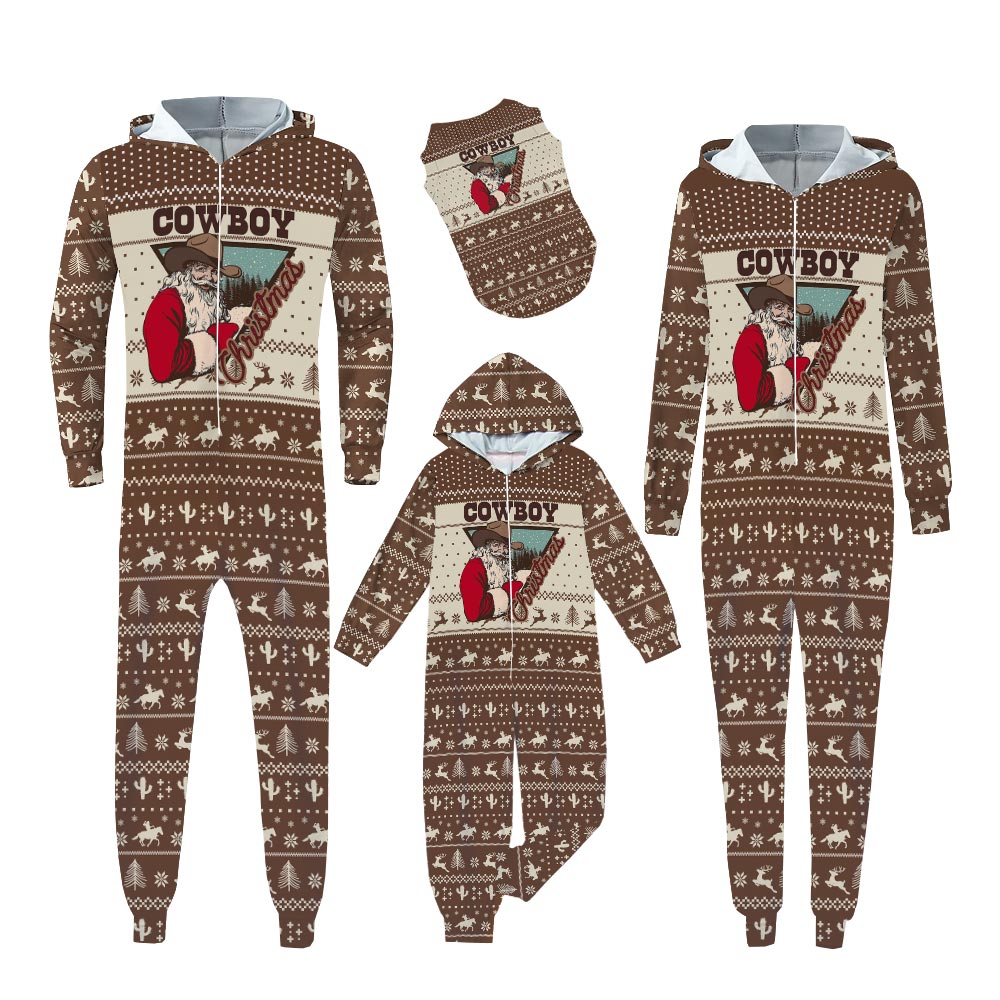 Santa Cowboy Matching Family Pajamas For Christmas Santa Cowboy Matching Family Pajamas For Christmas