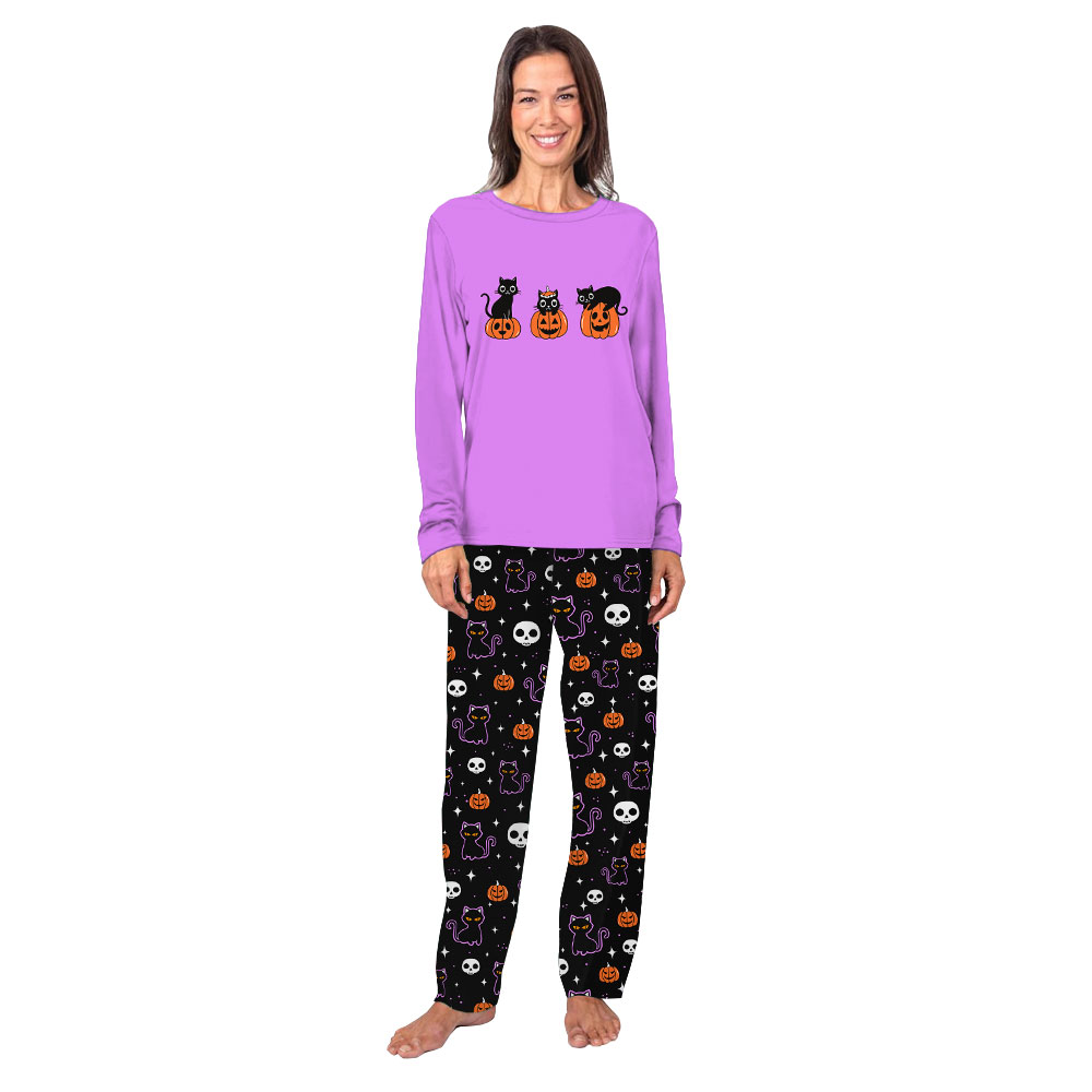 Black Cat Halloween Pajamas Matching Family Black Cat Halloween Pajamas Matching Family