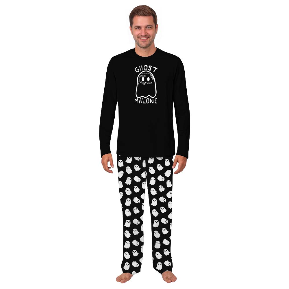 Unique Ghost Malone Halloween Family Pajamas Black