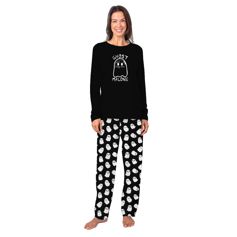 Unique Ghost Malone Halloween Family Pajamas Black