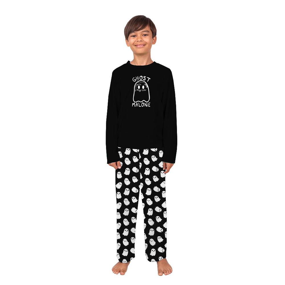 Unique Ghost Malone Halloween Family Pajamas Black