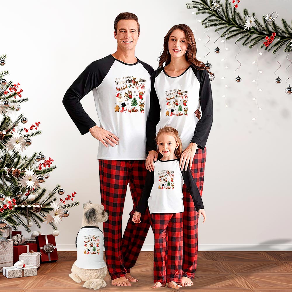 Christmas Pajamas For Family Saying The Most Wonderful Time Christmas Pajamas For Family Saying The Most Wonderful Time