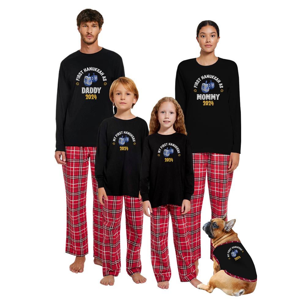 Customizable First Hanukkah 2024 Family Jammies Cotton Customizable First Hanukkah 2024 Family Jammies Cotton