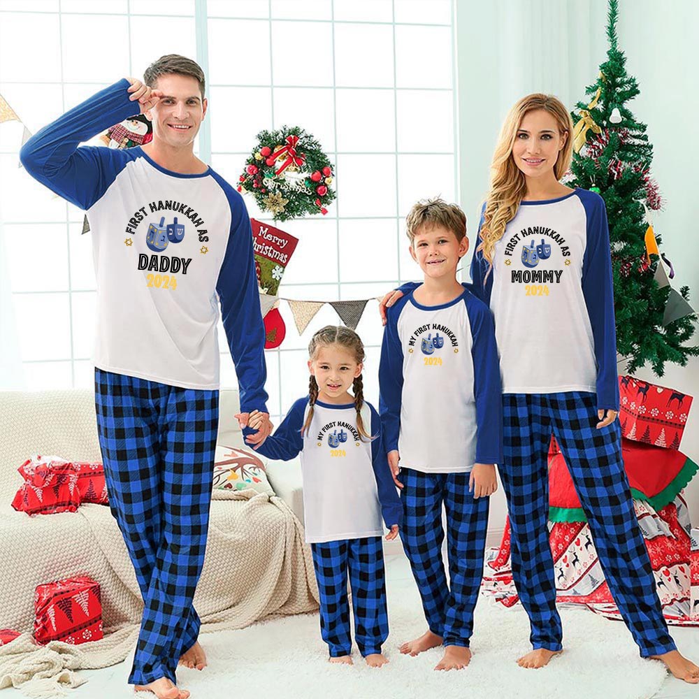 Personalized First Hanukkah 2024 Family Matching Pajamas Blue Personalized First Hanukkah 2024 Family Matching Pajamas Blue