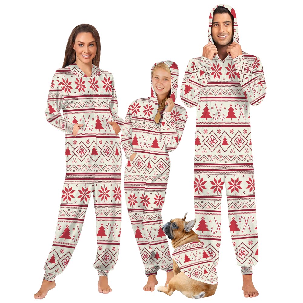 Cute Candy Cane Christmas Family Matching Onesies With Dog Cute Candy Cane Christmas Family Matching Onesies With Dog