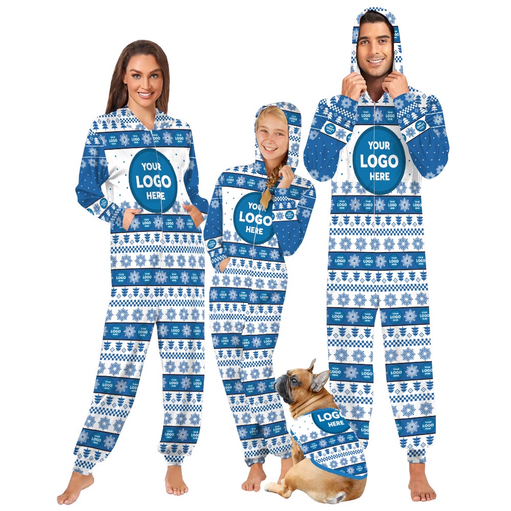 Custom Matching Christmas Family Onesie Pajamas Blue Custom Matching Christmas Family Onesie Pajamas Blue