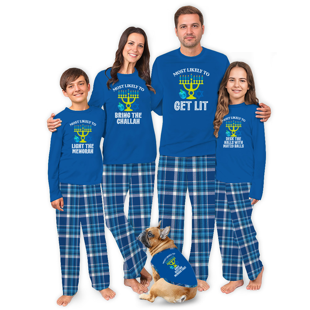 Most Likely To Text Custom Pajamas For The Family Hanukkah Most Likely To Text Custom Pajamas For The Family Hanukkah