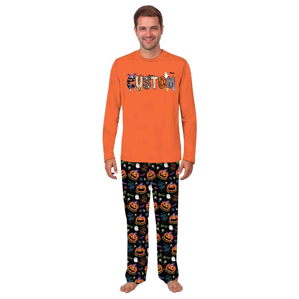 Personalized Name Family Halloween Pajamas Orange Black Personalized Name Family Halloween Pajamas Orange Black