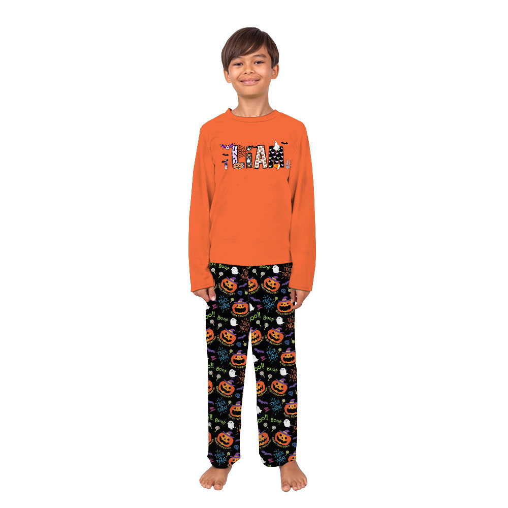 Personalized Name Family Halloween Pajamas Orange Black Personalized Name Family Halloween Pajamas Orange Black