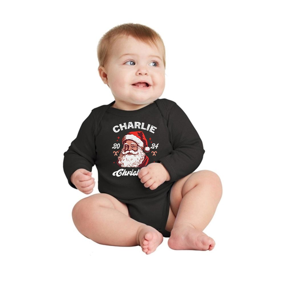 Black Santa 2024 Christmas Custom Name Dog And Family Matching Pajamas Cotton