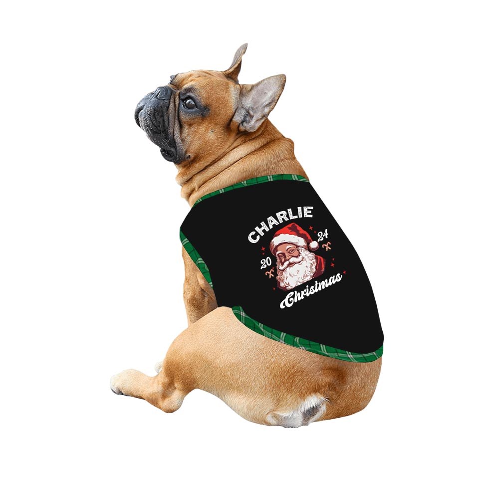 Black Santa 2024 Christmas Custom Name Dog And Family Matching Pajamas Cotton