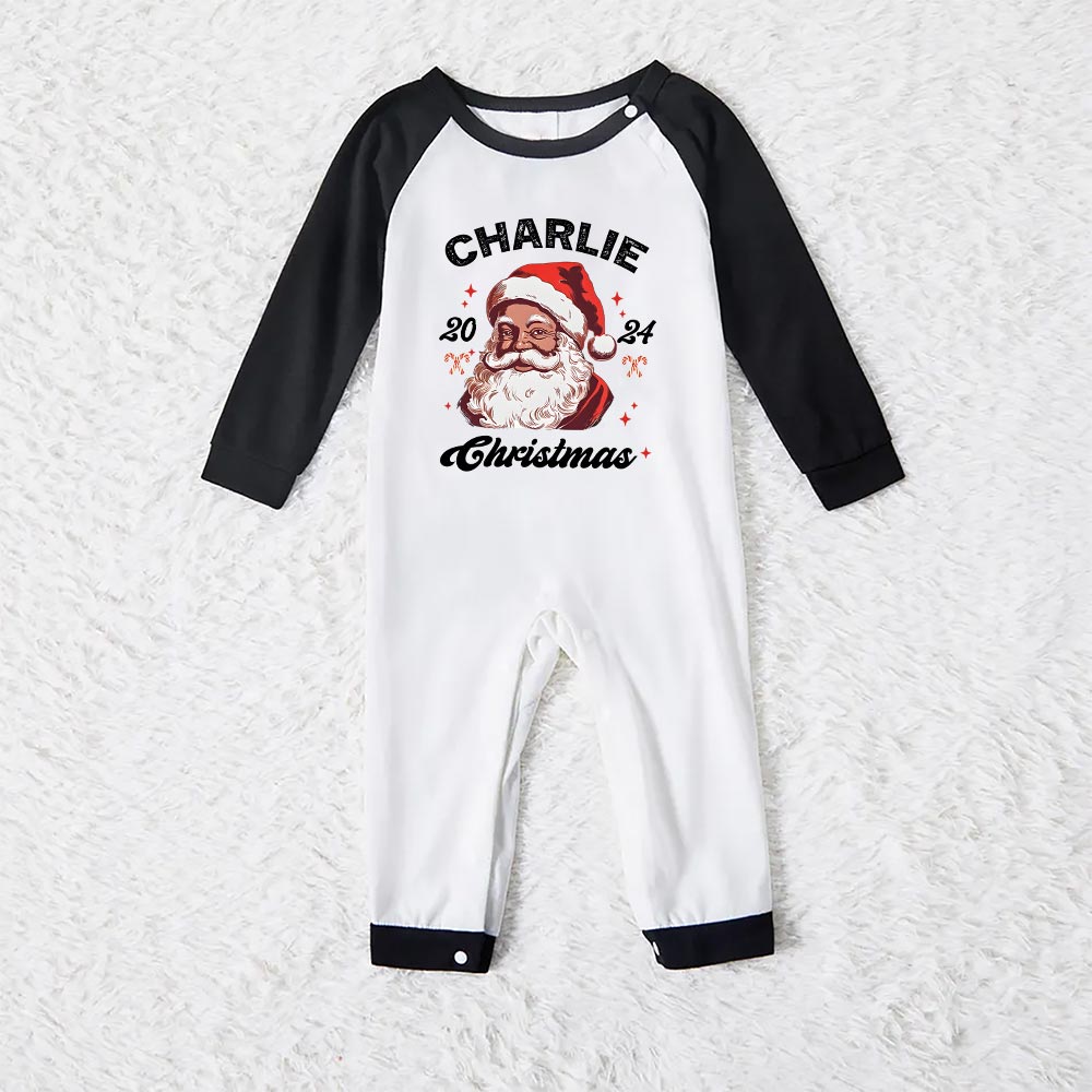 Black Santa 2024 Christmas Custom Name Dog And Family Matching Pajamas Black Santa 2024 Christmas Custom Name Dog And Family Matching Pajamas
