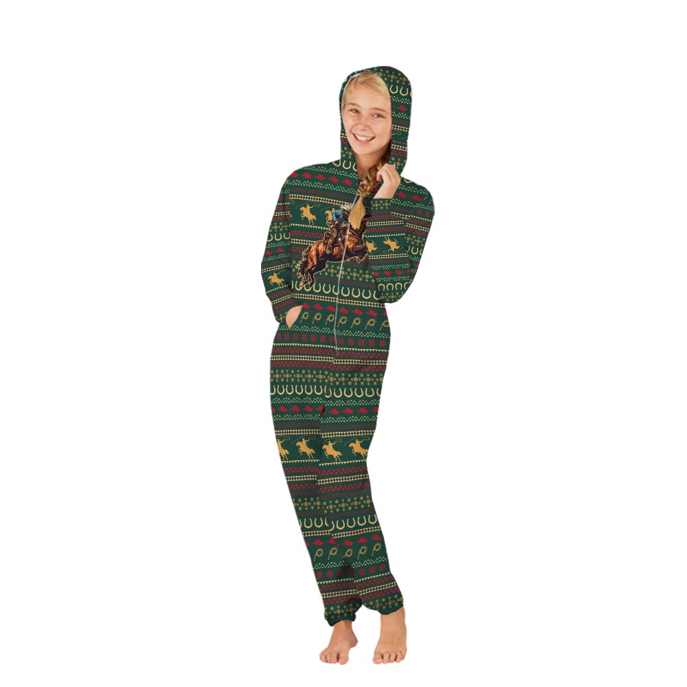 Cowboy Family Pajama Onesies With Pockets Green