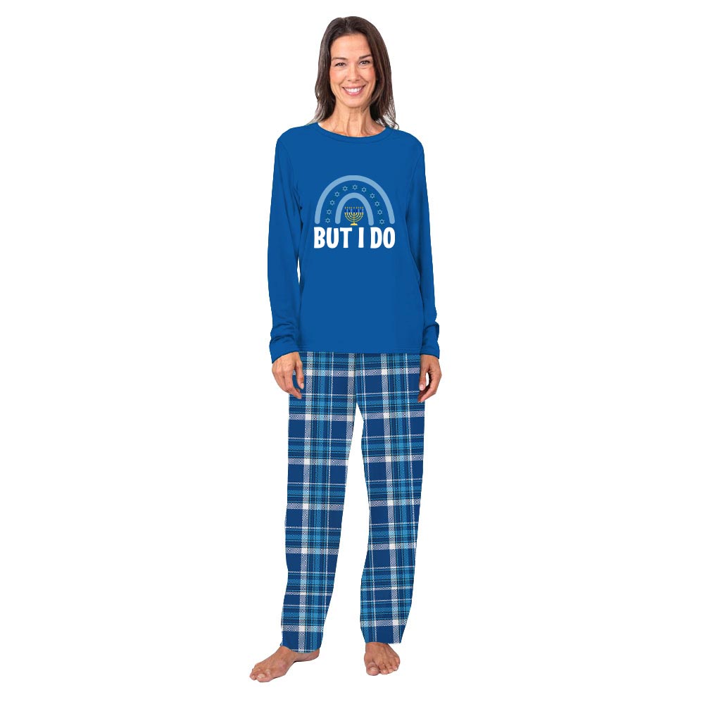 Personalized Hanukkah Plaid Family Pajamas Blue Personalized Hanukkah Plaid Family Pajamas Blue