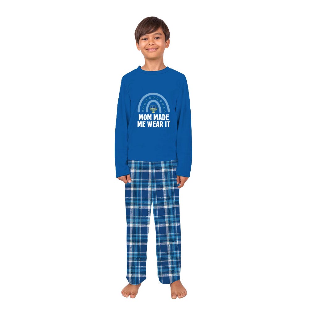 Personalized Hanukkah Plaid Family Pajamas Blue Personalized Hanukkah Plaid Family Pajamas Blue