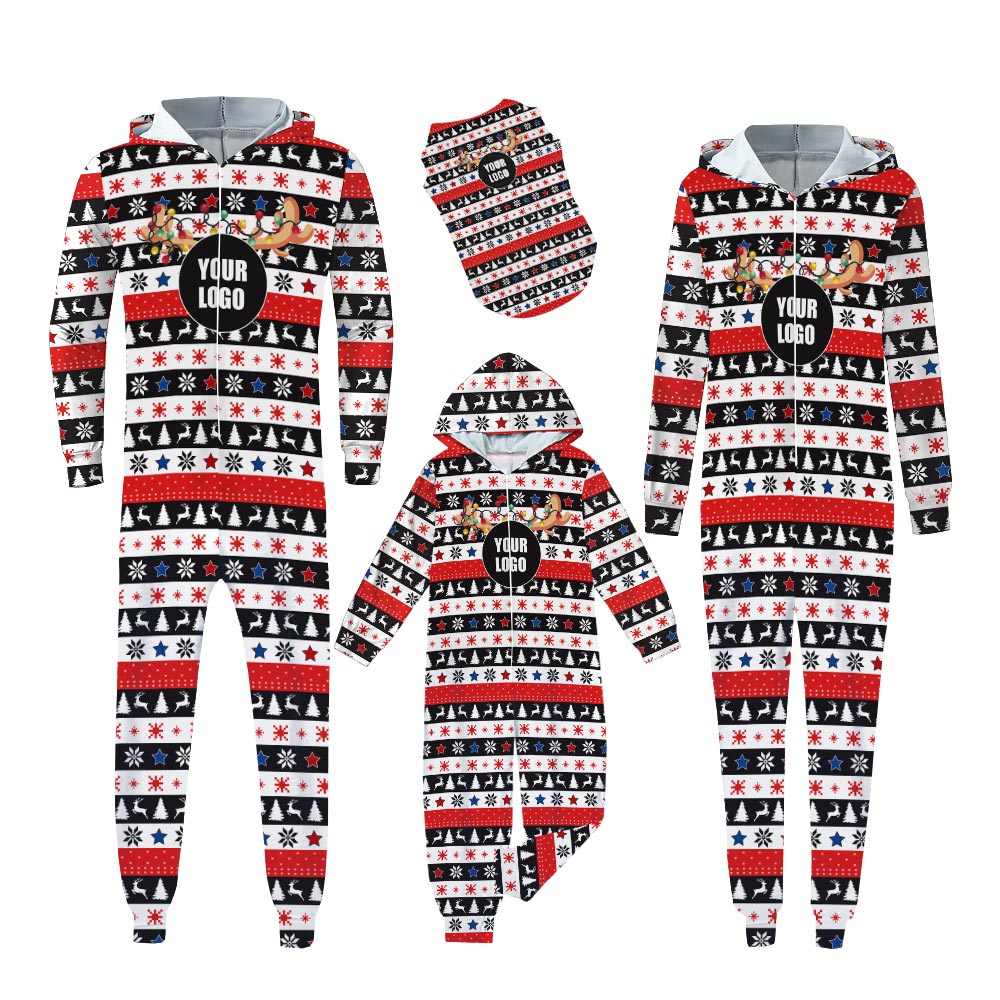 Personalized Logo Christmas Family Matching Onesies With Dog Personalized Logo Christmas Family Matching Onesies With Dog