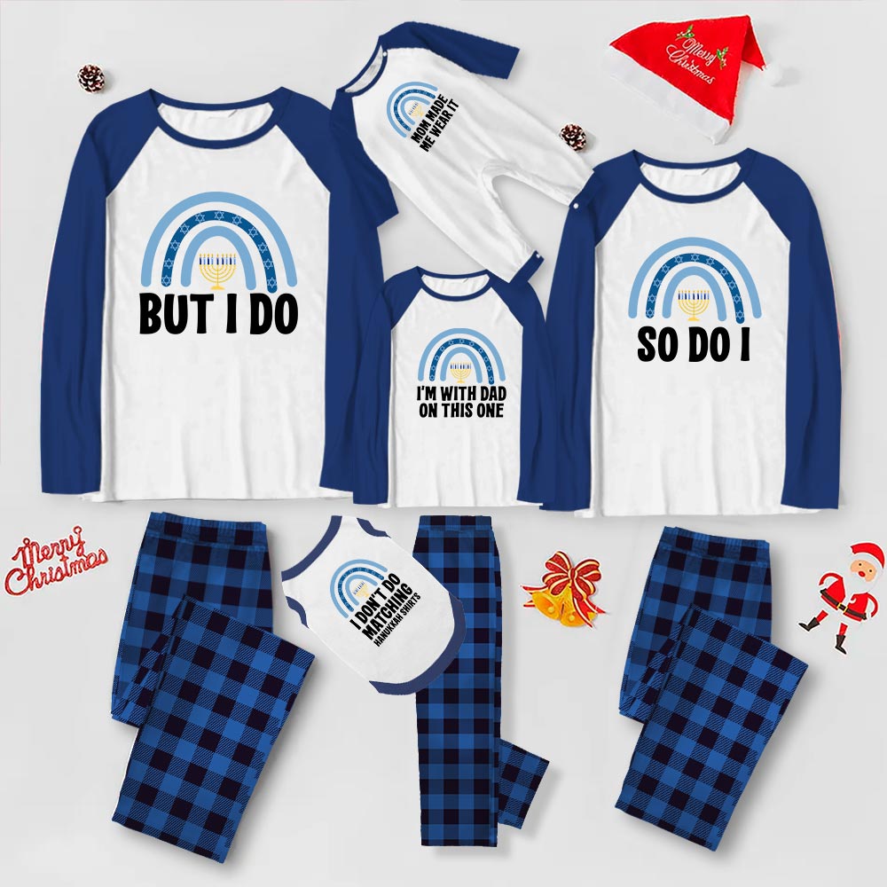 Personalized Matching Family Pajamas For Hanukkah Blue