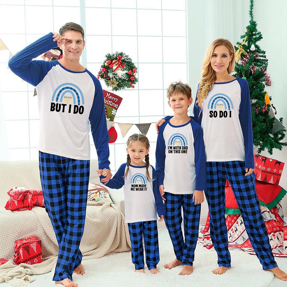 Personalized Matching Family Pajamas For Hanukkah Blue