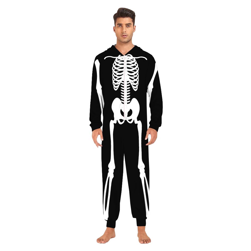 Skeleton Halloween Family Pajama Onesies With Pockets Skeleton Halloween Family Pajama Onesies With Pockets