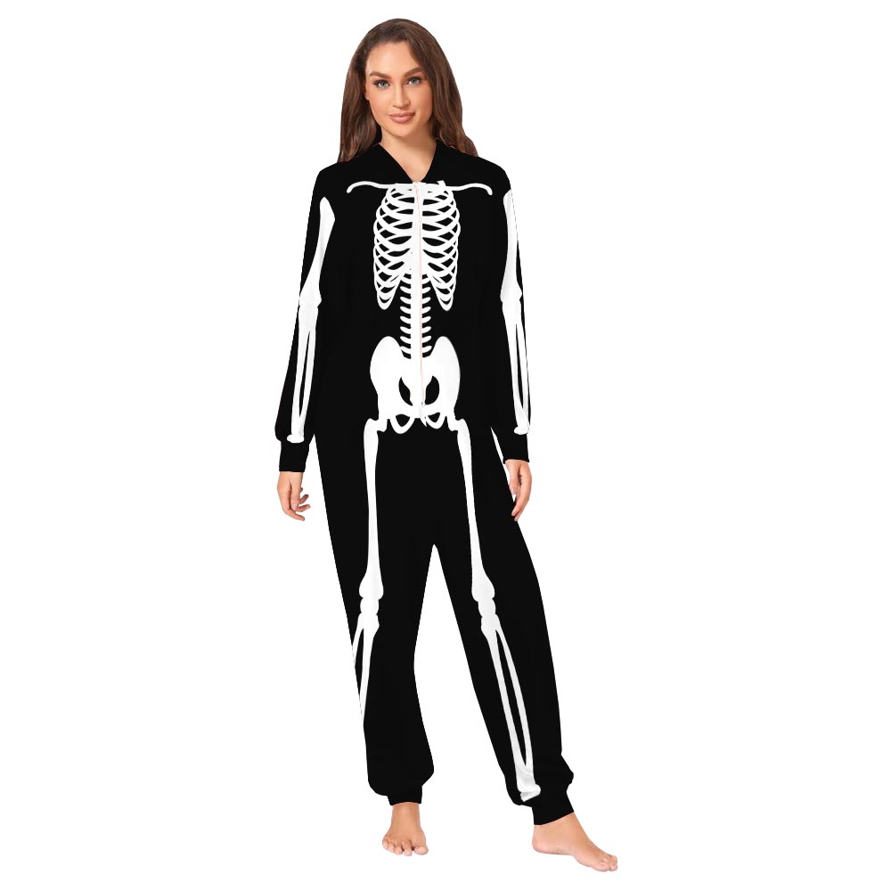 Skeleton Halloween Family Pajama Onesies With Pockets Skeleton Halloween Family Pajama Onesies With Pockets