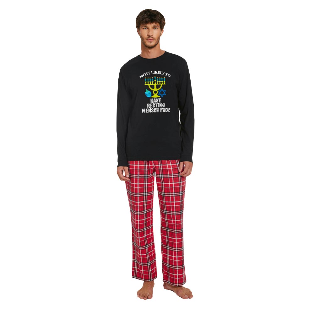 Personalized Most Likely To Family Hanukkah Plaid Pajamas Cotton Personalized Most Likely To Family Hanukkah Plaid Pajamas Cotton