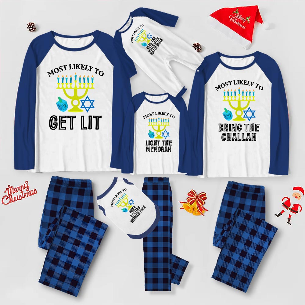 Personalized Most Likely To Plus Size Hanukkah Family Pajamas Personalized Most Likely To Plus Size Hanukkah Family Pajamas