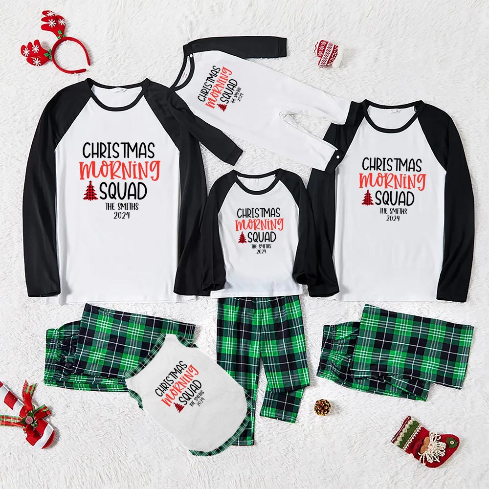 Custom Family Name Morning Squad Matching Family Pajamas For Christmas