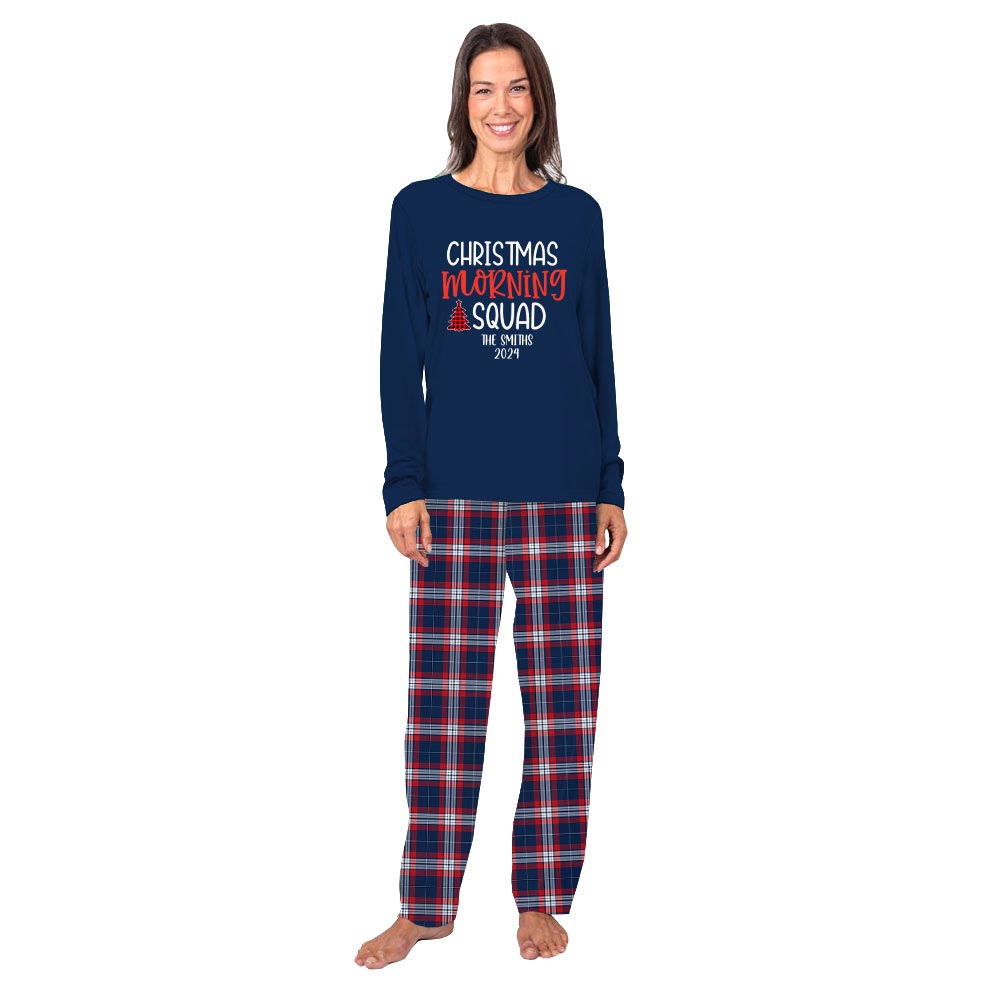 Personalized Family Name Matching Pajamas Saying Christmas Morning Squad Personalized Family Name Matching Pajamas Saying Christmas Morning Squad