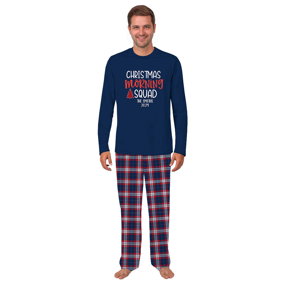 Personalized Family Name Matching Pajamas Saying Christmas Morning Squad Personalized Family Name Matching Pajamas Saying Christmas Morning Squad